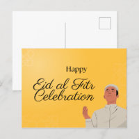 Carte postale mignonne Muslim Boy and Girl Eid Mou