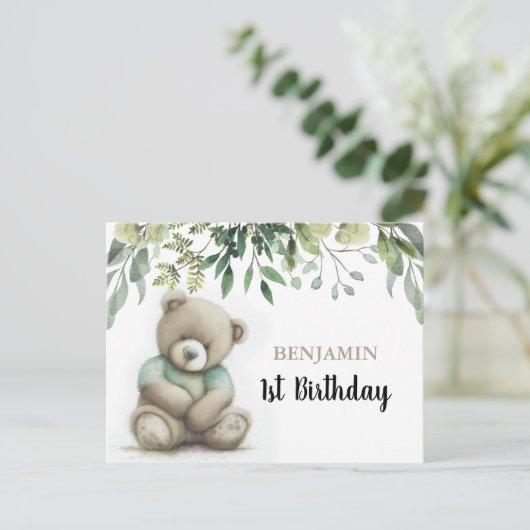 Carte Postale Mignonne N'Importe Quel Âge Aquarelle Teddy Ours F (Debout devant)