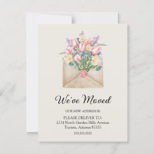 Carte Postale Mignonne Nous Avons Déplacé Floral Nouvelle Adress