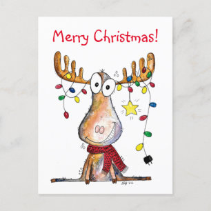 Carte Postale Mignonne orignal de Noël