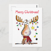 Carte Postale Mignonne orignal de Noël (Devant / Derrière)