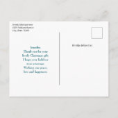 Carte Postale Mignonne ours en peluche avec Noël présente Merci (Dos)