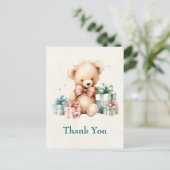Carte Postale Mignonne ours en peluche avec Noël présente Merci (Debout devant)