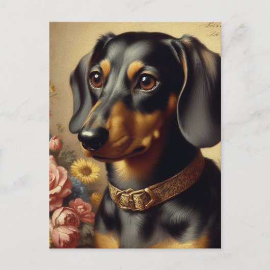 Carte Postale Mignonne peinture Vintage Dachshund (Devant)