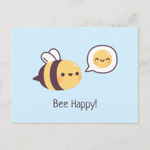 Carte Postale Mignonne petite abeille doodle abeille heureuse