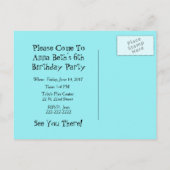 Carte Postale Mignonne princesse avec couronne Invitation d'anni (Dos)