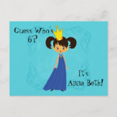 Carte Postale Mignonne princesse avec couronne Invitation d'anni (Devant)