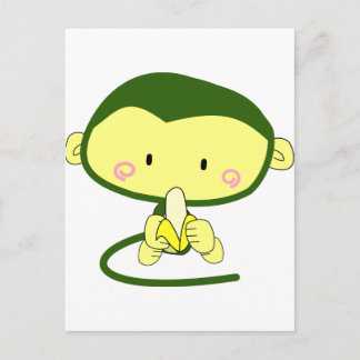 Carte Postale Mignonne Singe Caricature Mange Une Banane