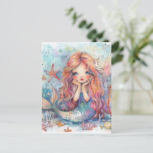 Carte postale Mignonne Sirène (Debout devant)