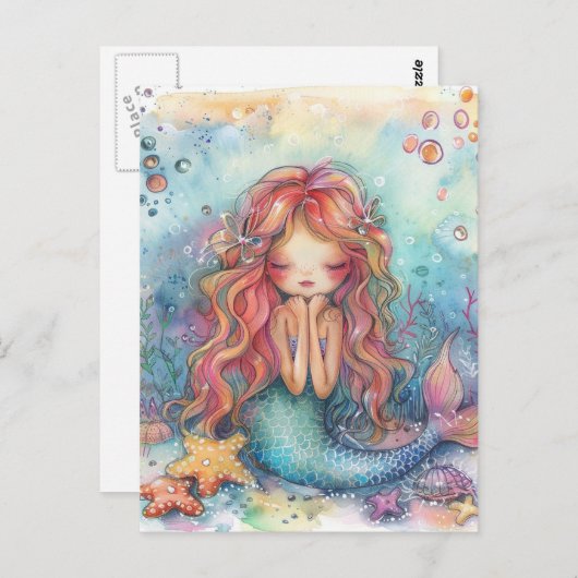 Carte postale Mignonne Sirène (Devant / Derrière)