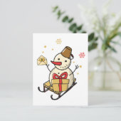 Carte Postale Mignonne Snowman Sur Un Motoneige (Debout devant)
