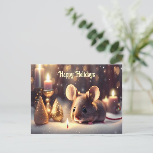 Carte Postale Mignonne souris fête Noël (Debout devant)