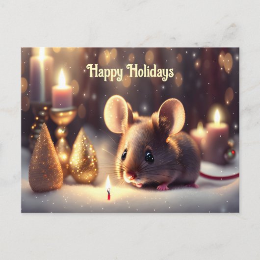 Carte Postale Mignonne souris fête Noël (Devant)