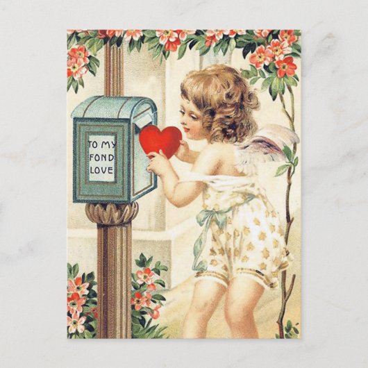 Carte Postale mignonne Valentine fille vintage (Devant)
