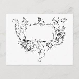 Carte Postale Mignonne Vintage écureuil de la faune de bug de l'