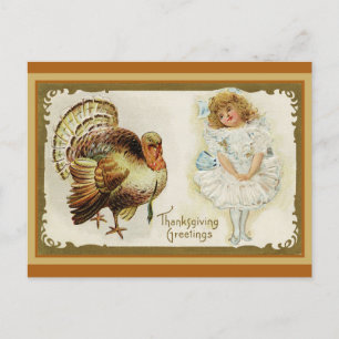 Carte Postale Mignonne Vintage Thanksgiving Salutations Turquie