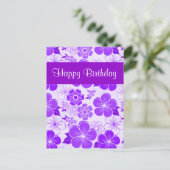 Carte postale mignonne violet d'anniversaire (Debout devant)