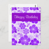 Carte postale mignonne violet d'anniversaire (Devant / Derrière)