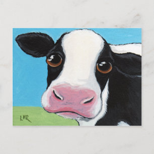 Carte postale mignonne Whimsical Black & White Cow