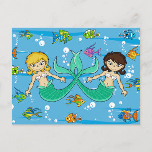 Carte Postale Mignonnes aux poissons tropicaux