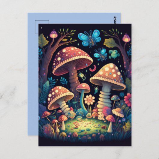 Carte Postale Mignons champignons magiques mignons (Devant / Derrière)