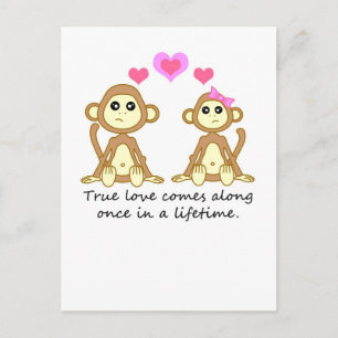 Carte Postale Mignons singes - Véritable Amour Arrive Une fois d