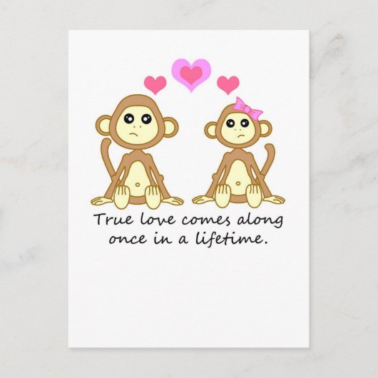 Carte Postale Mignons singes - Véritable Amour Arrive Une fois d (Devant)