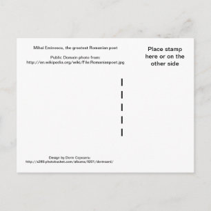 Carte Postale Mihai Eminescu, le plus grand poète roumain