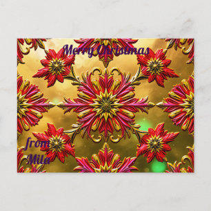 Carte Postale MILA ~ NOËL ~ motif de fleurs 3D ~
