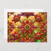 Carte Postale MILA ~ NOËL ~ motif fleur 3D ~ (Devant / Derrière)