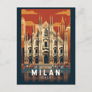 Carte Postale Milan Italie Duomo di Milano Travel Art Vintage