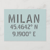 Carte Postale Milan Latitude Longitude (Devant)