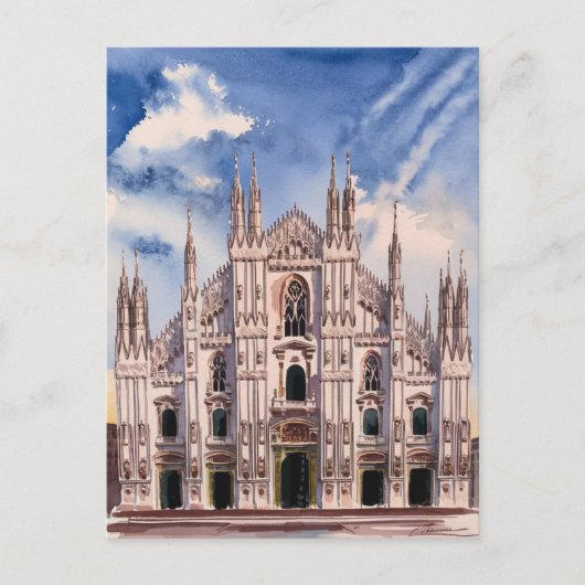 Carte Postale Milano, Milan Cathédrale Peinture (Devant)
