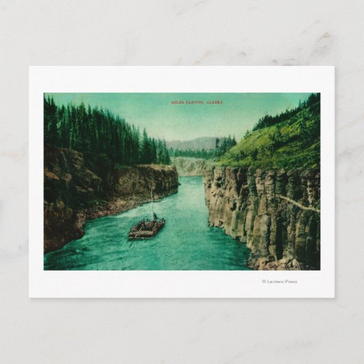 Carte Postale Miles Canyon, Alaska View with Men Rafting Down (Devant)