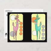 Carte Postale Milieu du siècle moderne rennes de Noël Abstraits (Devant / Derrière)