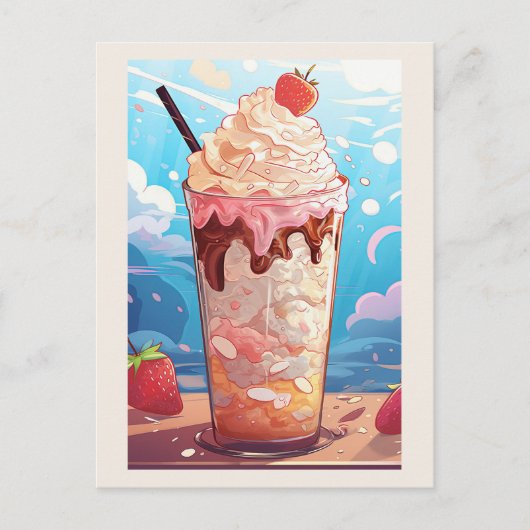 Carte Postale Milkshake à la crème glacée (Devant)