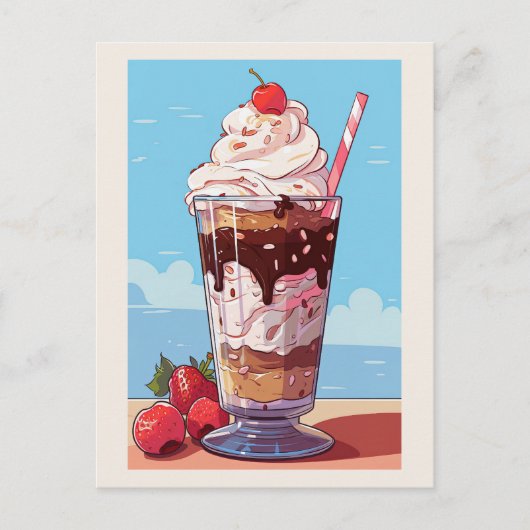 Carte Postale Milkshake à la crème glacée (Devant)