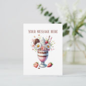 Carte Postale Milkshake mignon ajouter un message nom de l'entre (Debout devant)