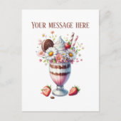 Carte Postale Milkshake mignon ajouter un message nom de l'entre (Devant)