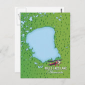 Carte Postale mille lacs Minnesota plan de voyage. (Devant / Derrière)