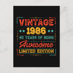 Carte Postale Millésime 1986 Fabriqué en 1986 40e anniversaire 4