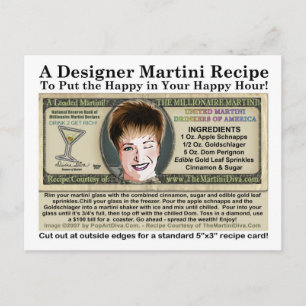 Carte postale Millionaire Martini Joke Recette