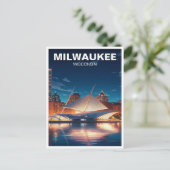 Carte Postale Milwaukee Museum of Art Travel at Night (Debout devant)