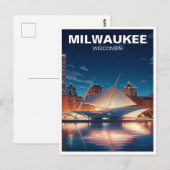 Carte Postale Milwaukee Museum of Art Travel at Night (Devant / Derrière)