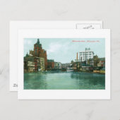 Carte Postale Milwaukee River, Milwaukee, Wisconsin (Devant / Derrière)
