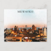 Carte Postale Milwaukee Wisconsin Skyline By Night Arwork (Devant)