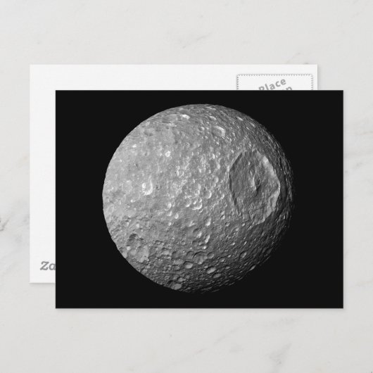 Carte Postale Mimas la lune de Saturne de Cassini Spacecraft (Devant / Derrière)
