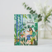 Carte Postale Mince bleu serre plante lecture (Debout devant)