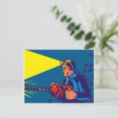 Carte Postale mine de charbon jack pneumatique foreuse rétro (Debout devant)