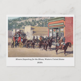 Carte Postale Miners à cheval tirés Wagons, Vieux-Ouest, années 